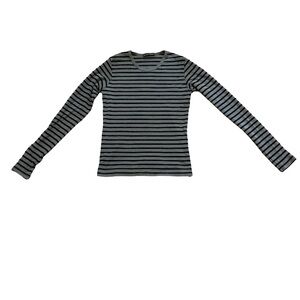 Brandy Melville Black and Gray Striped Top